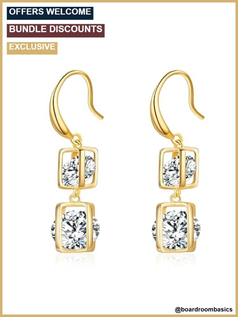 18K Gold Plated Cubic Zirconia Drop Dangle Earrings for Women